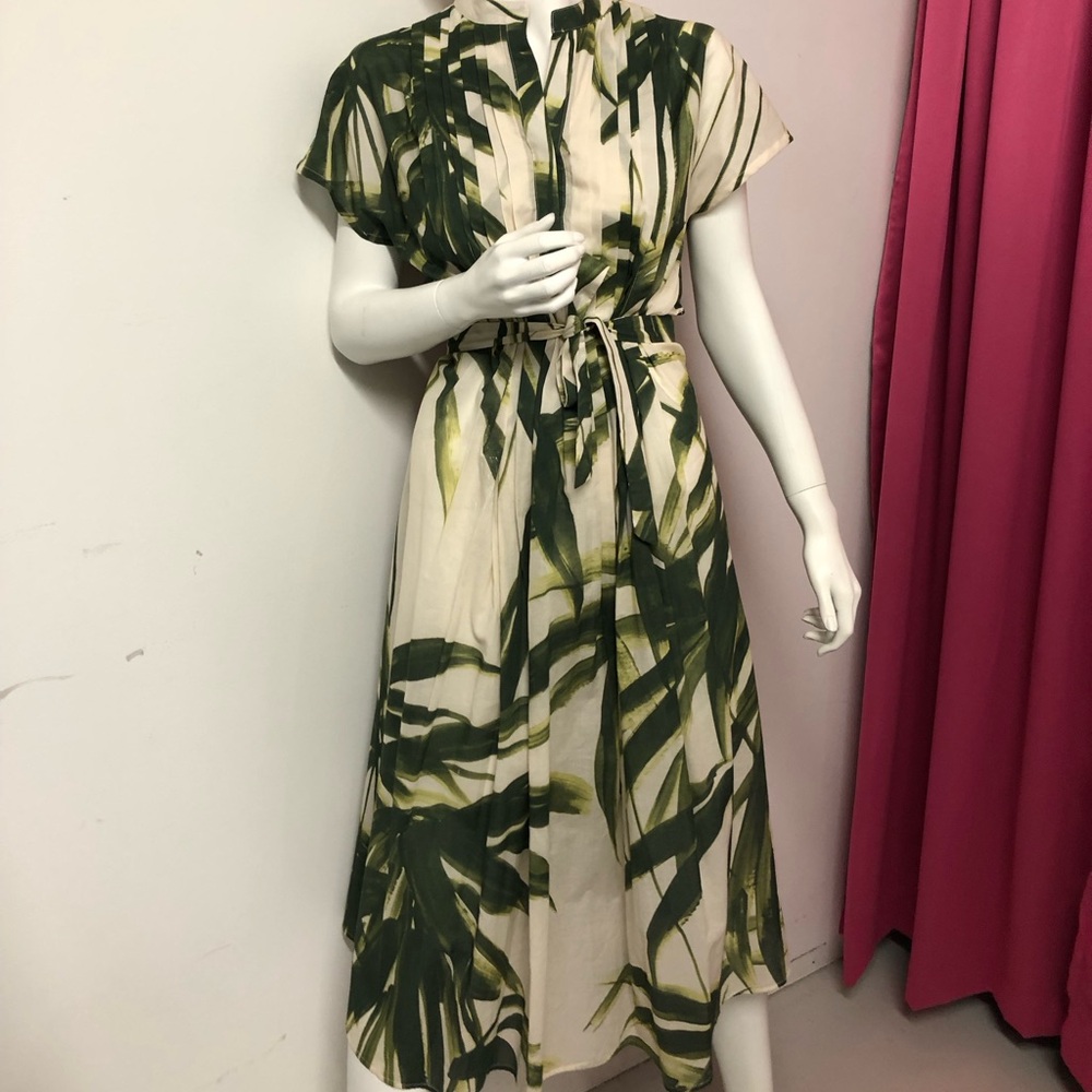 MARGON METAMOFASI lightweight linen palm leaf dress